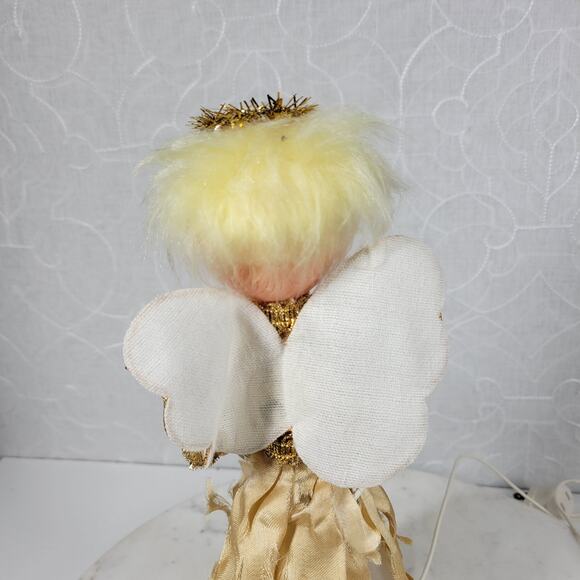 VTG‎ Angel ChristmasTree Topper 10" Gold Sparkle Plastic Vinyl Retro MCM Works - Picture 14 of 15